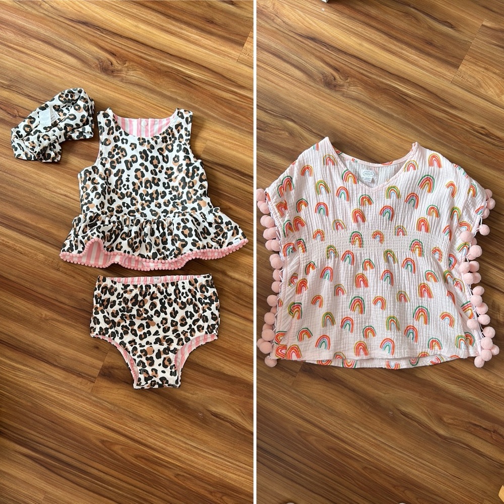 Leopard Print Kids Swim Set